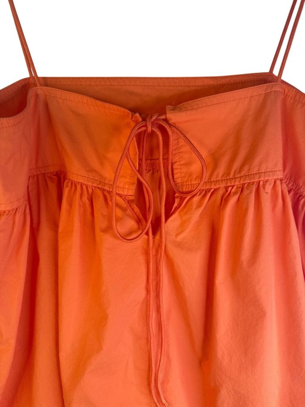 SNDYS Orange Cotton Sundress S Spaghetti Straps & Tie Front - Picture 8 of 12